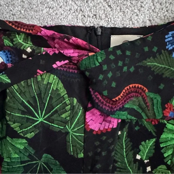 Farm Rio Wrap Mini Skirt Tropical Floral Blooming Garden Black Size Medium - Picture 5 of 9